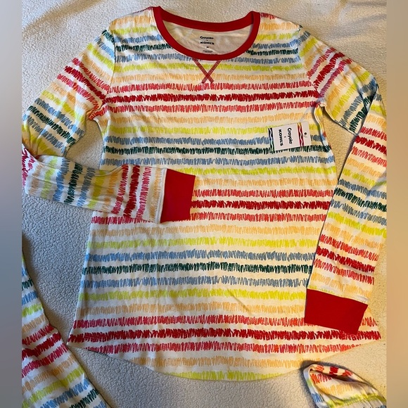 NWT Crayola x Kohls rainbow stripes pajama set, women’s size medium - Picture 5 of 5